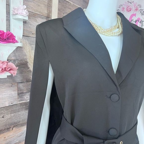 Flying Tomato Flying Into You Caplet Belted Dress Black Front Pockets 💗 - Picture 2 of 6